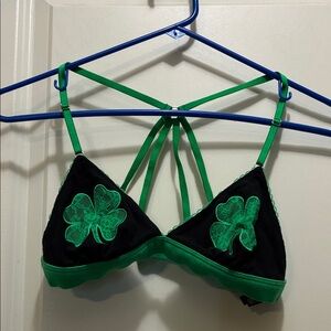 Victoria's Secret Green and Black four leaf clover bra size medium
